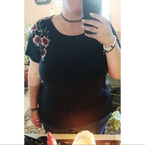 Black floral t shirt